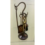 Copper and brass fire companion set