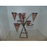 Art deco style candelabra made from metal and glass