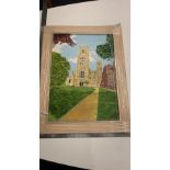 Oil painting Ely Cathedral 2007 unsigned