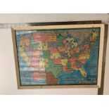 Framed Puzzle of a map of the United States published by Milton Bradley & Co.