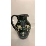 Clay Jug Dark green with flowers