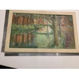 Oil Painting river and trees - Composite view of Spalding and the River Welland