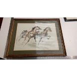 John Skeaping water colour signed and dated 62 trotting horses