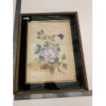 Victorian watercolour depicting a rose and butterfly -signed w.s