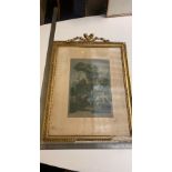 Framed antique etching signed Herbert fedcote