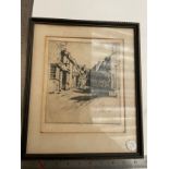 Framed etching of Douchy Street