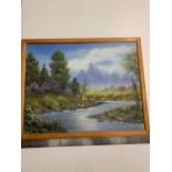 Watercolour small river scene signed M Wynn