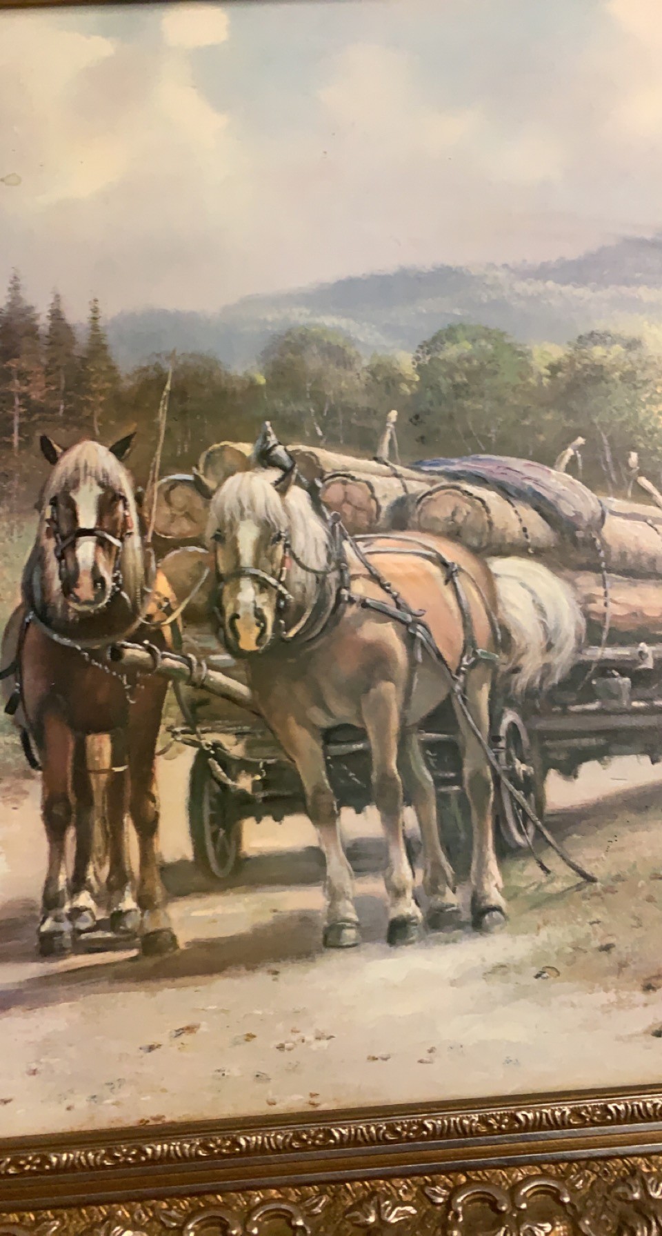 Framed print of working horses - Image 2 of 3