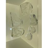 6 engraved glass paperweights