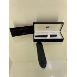 Mont blanc pen with booklet and in leather display case with all original packaging