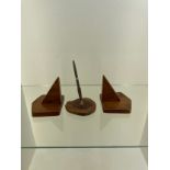 2 oak bookends and pen stand