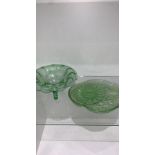 Art deco green glass set.