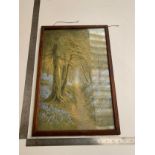 Framed pastel drawing of a forest signed by D. Sheyyin