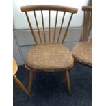 3 Ercol mid century stick back chairs with original stickers