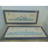 2 prints of the HMS ark royal and campbeltown sent from Graham to his parents