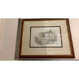 Pencil drawing of cottage by C Varley