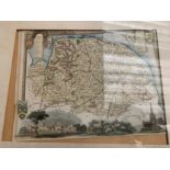 Framed antique map of Norfolk