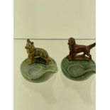 2 Wade Pipe trays with small dogs to the side 1960's