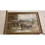 Framed print of working horses