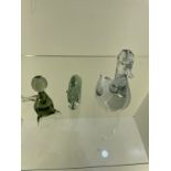 3 cut glass ornaments, Rhino, Duck and a seal