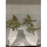 Set of 3 wall geese in brass