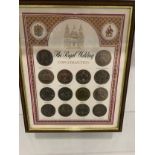 Framed Royal wedding 1981 coin collection