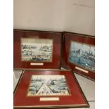 3 identically framed and labelled lowry prints