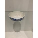 Clematis signed blue and white painted bowl
