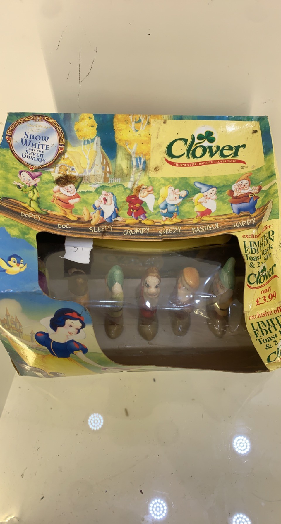 Boxed 7 dwarfs clover toast rack with origional packaging and butter