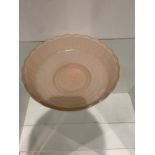 Peach coloured glass mid centery fruit bowl