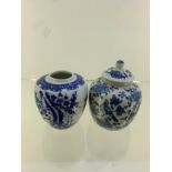 2 Blue and white chinese vase 1 with marks to bottom