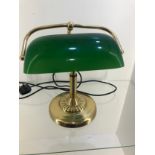 Brass lamp with green glass shede