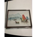 Oil painting oriental boats