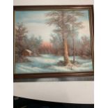 Oil Painting Winter woodland scene