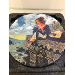 G.A HOOVER MEDIEVAL SCENE OF WOMAN ATOP A CASTLE FINE CHINA PLATE.