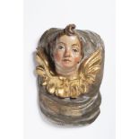 Wood Carved Angel's Head on Clouds, 18th century