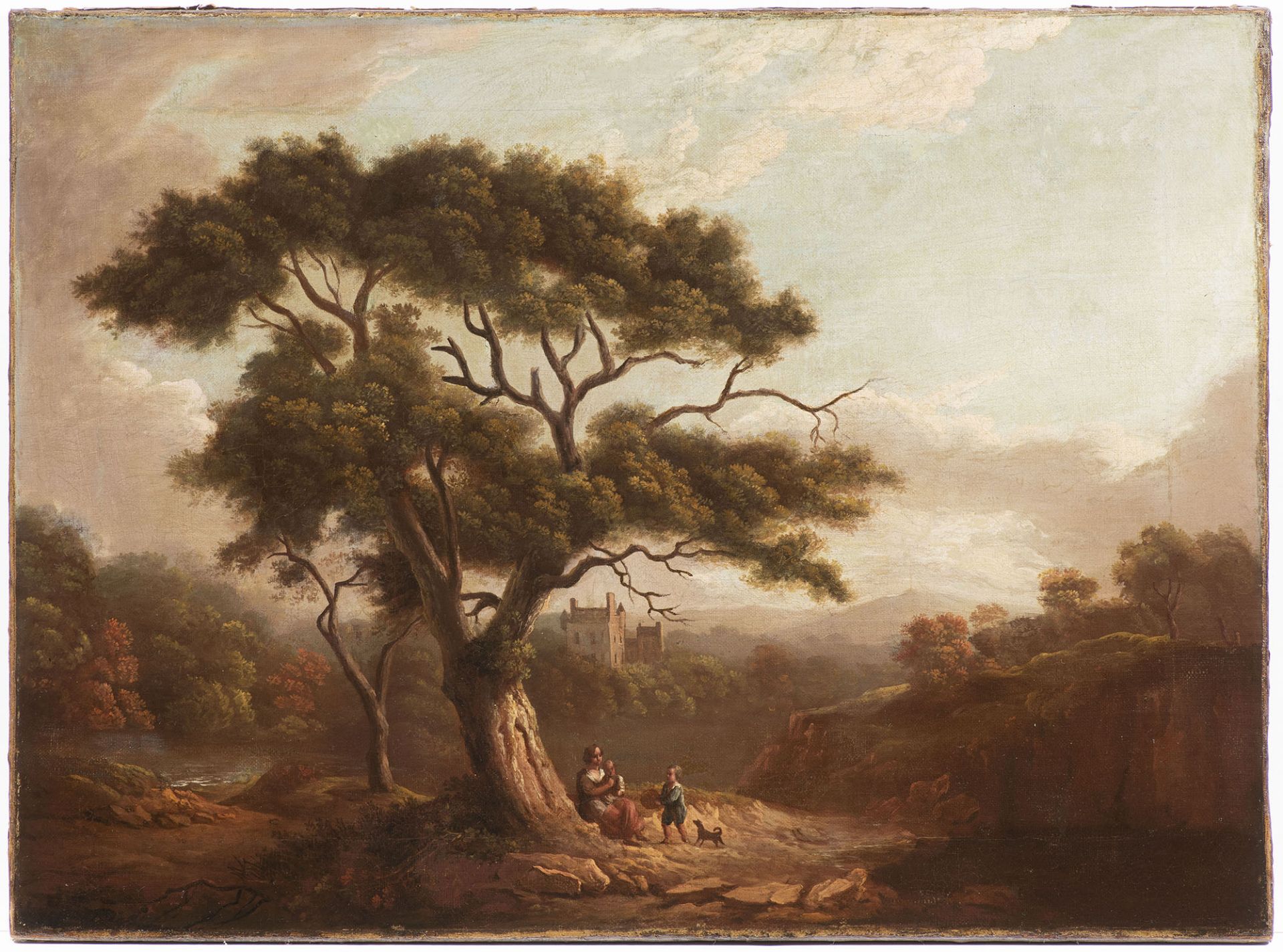 English painter of the 19th century, Landscape with Peasants and Rocks in the Background