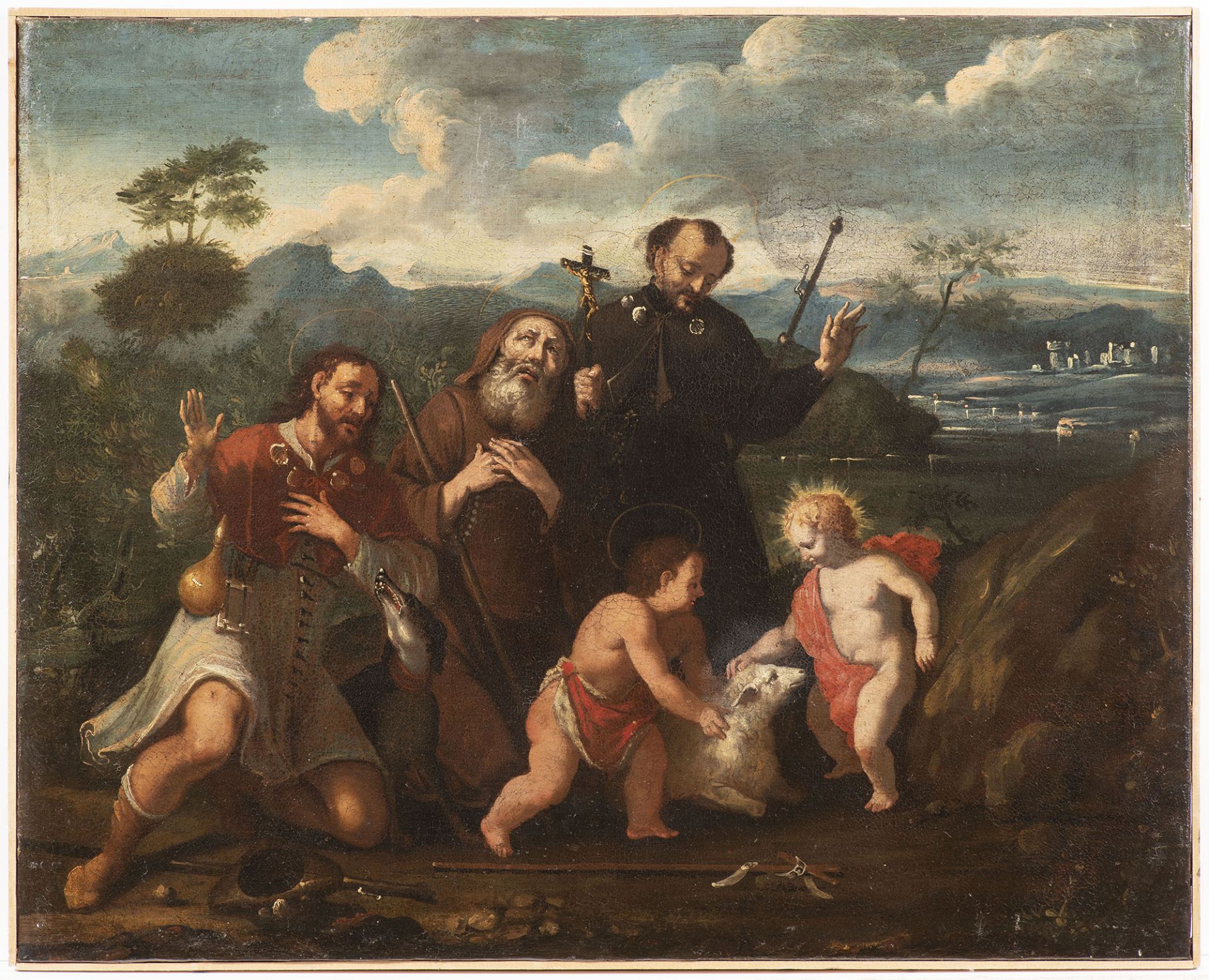 Roman Master, second half of the 17th century, John and Jesus as Boys with St. Rochus, St. Francis o
