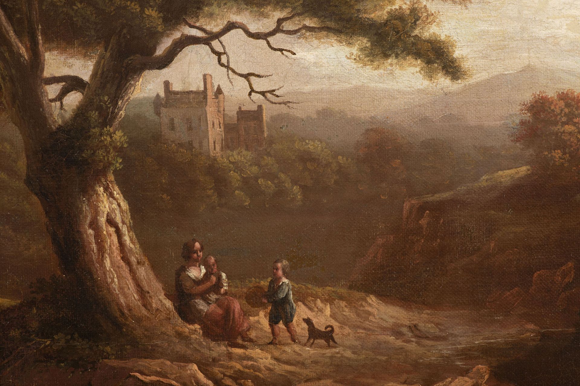 English painter of the 19th century, Landscape with Peasants and Rocks in the Background - Bild 2 aus 3