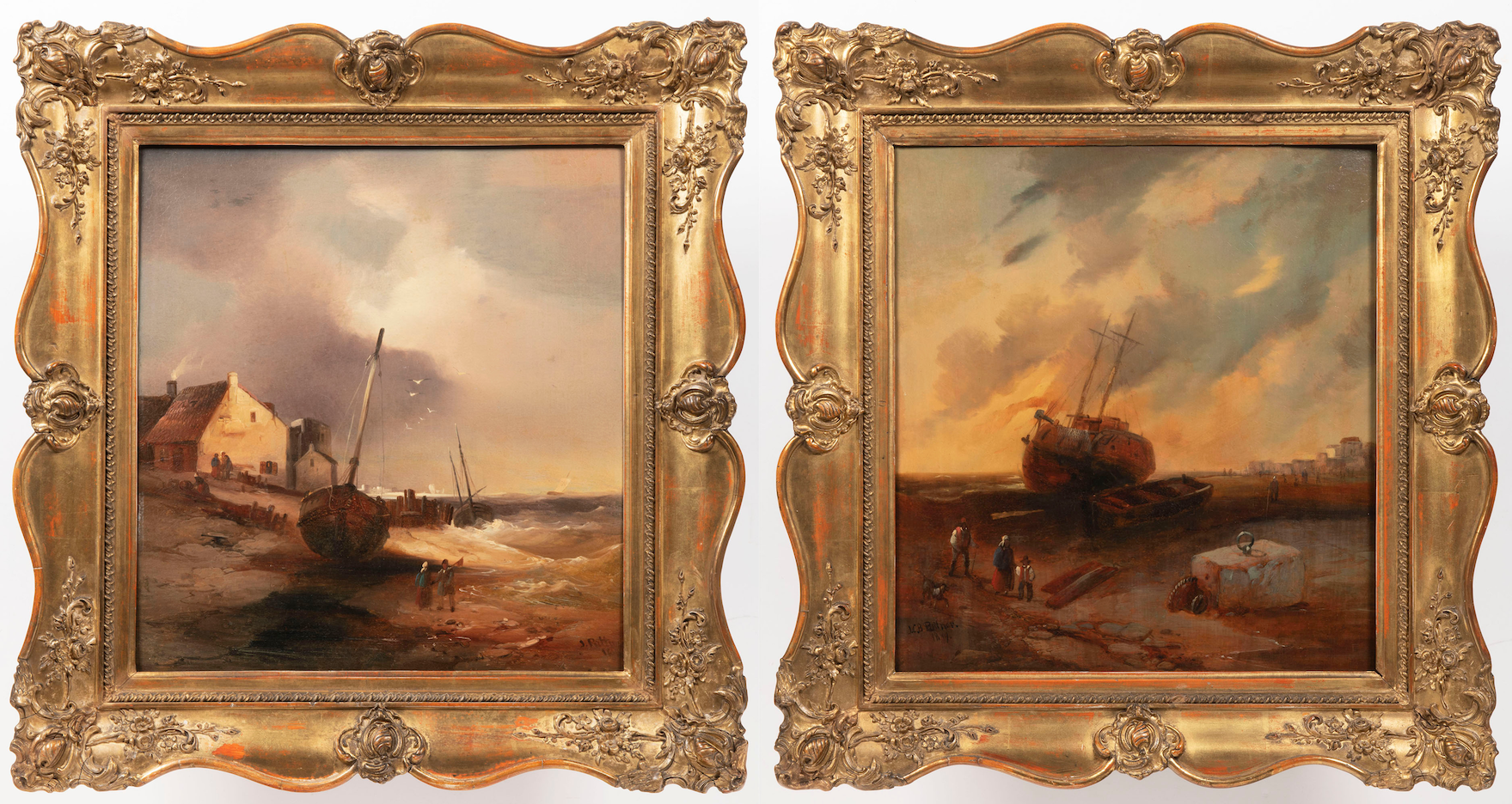 Josef Carl Berthold Püttner (1821, Planá u Mariánských Lázní - 1881, Vöslau), Pair of Seascapes