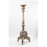 A Massive Italian Patinated Wooden Candlestick, 18th Century
