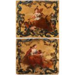 French painter 18th century, Pair of paintings, Venus and Cupid