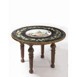 Round Scagliola Table `Village Feast`, Italy, 19/20th century