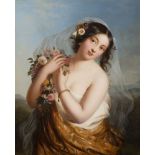 Austrian Painter of 19th Century, Portrait of Flora as a Woman or Spring Allegory