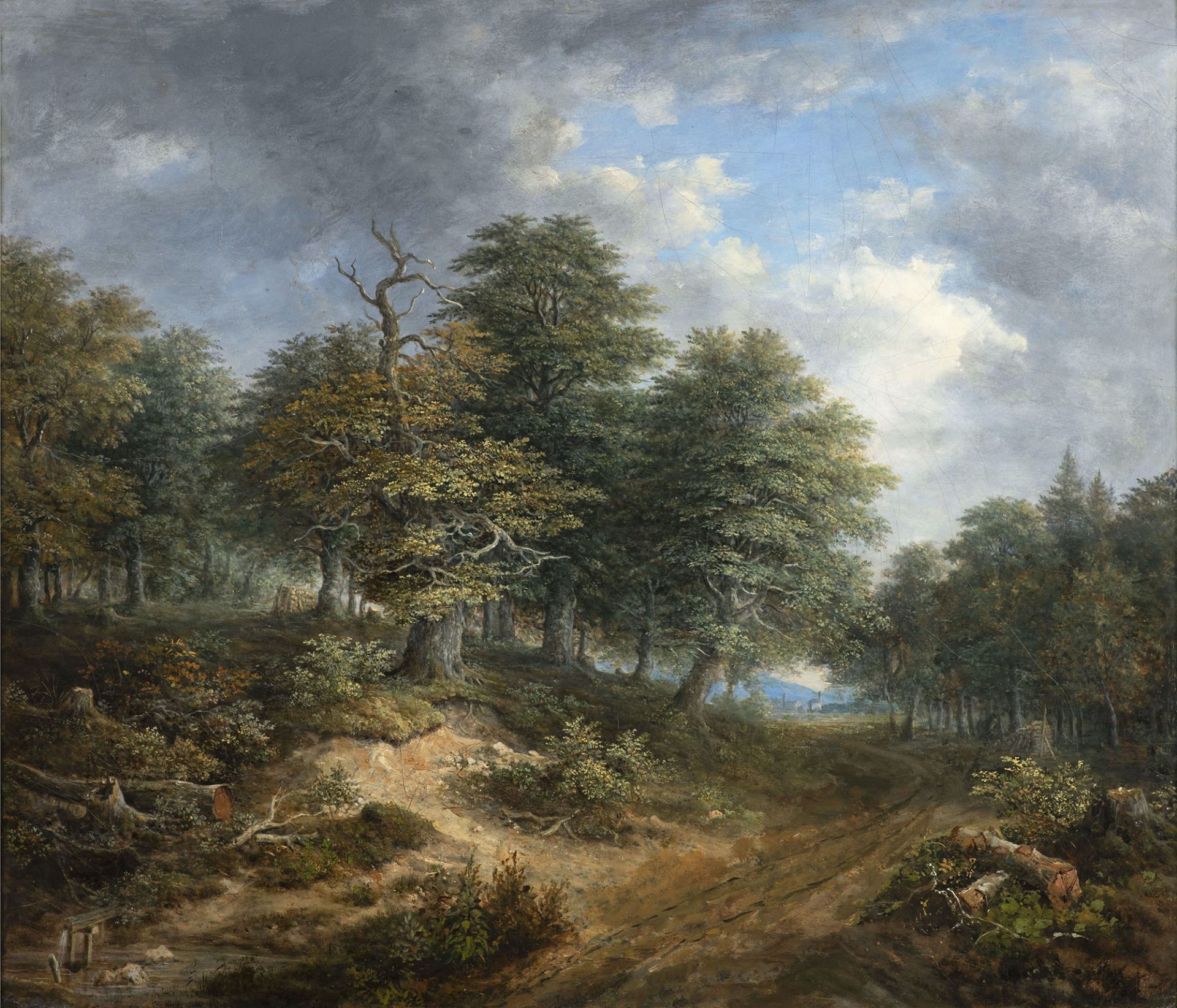 Johann Jakob Dorner the Younger (1775 Munich – 1852 Munich), Forest Landscape with a Road to the Vil - Bild 2 aus 4