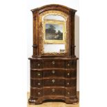 An Elegant Baroque Cabinet with Mirror in Caucasian Walnut, probably Dresden