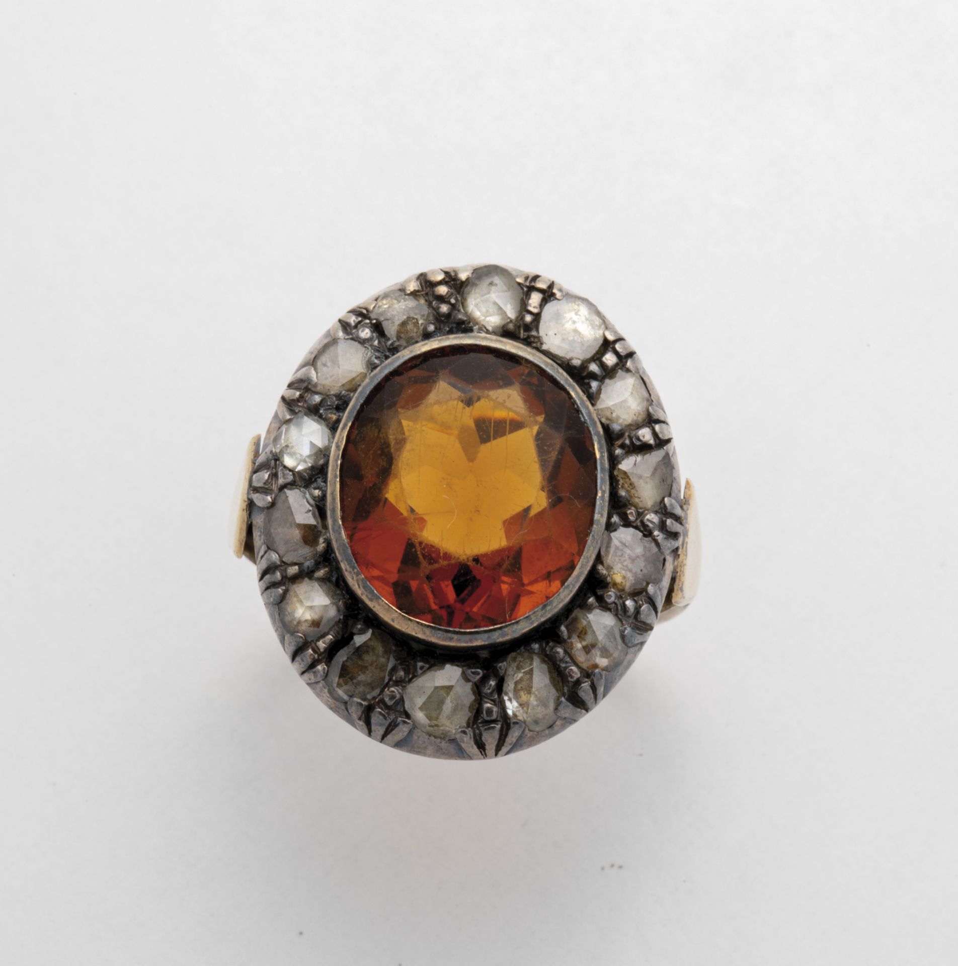 Bishop ring with citrine and diamonds