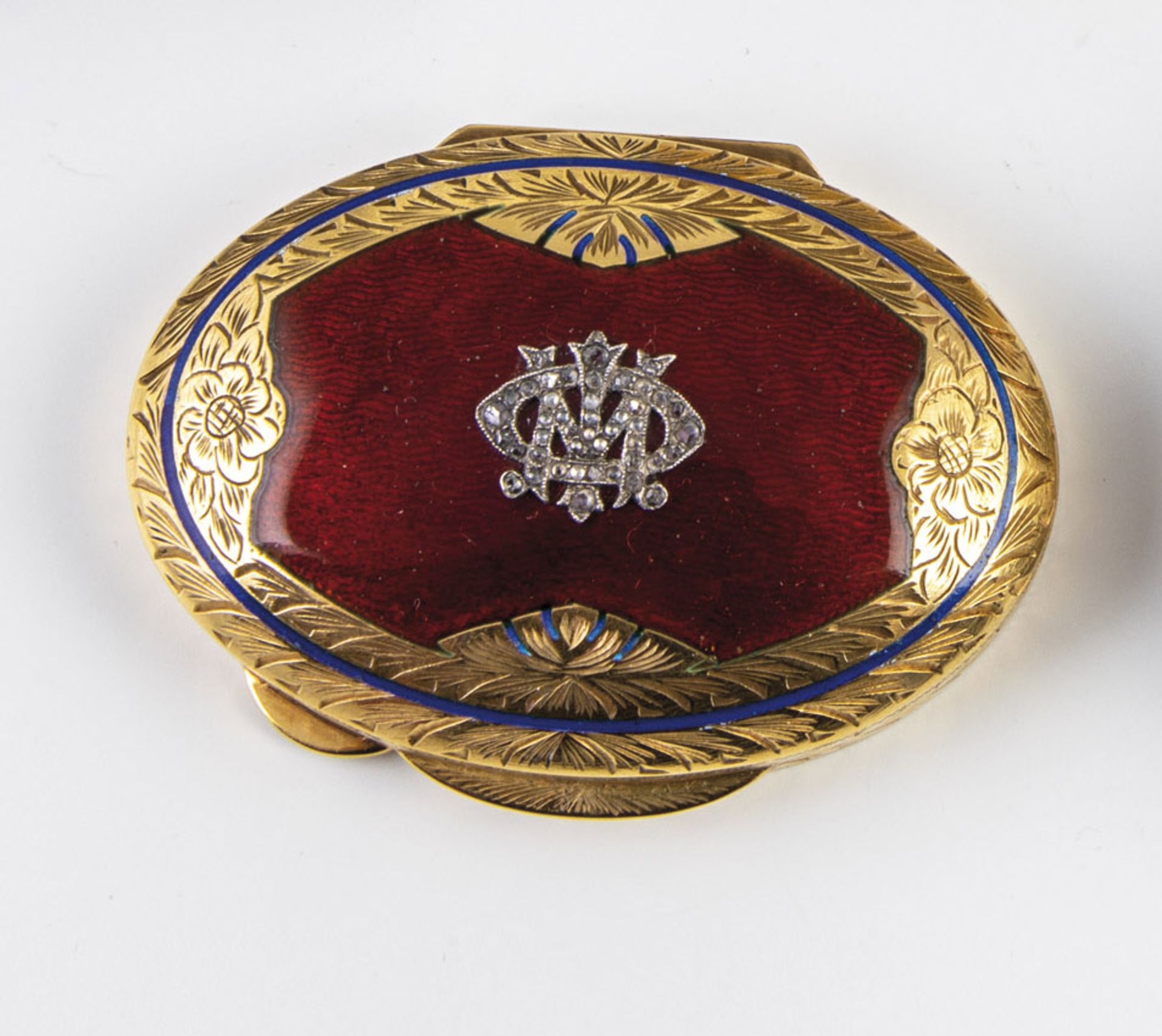 Guilloche enamel pillbox