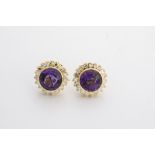 Amethyst-Ohrstecker mit Diamanten