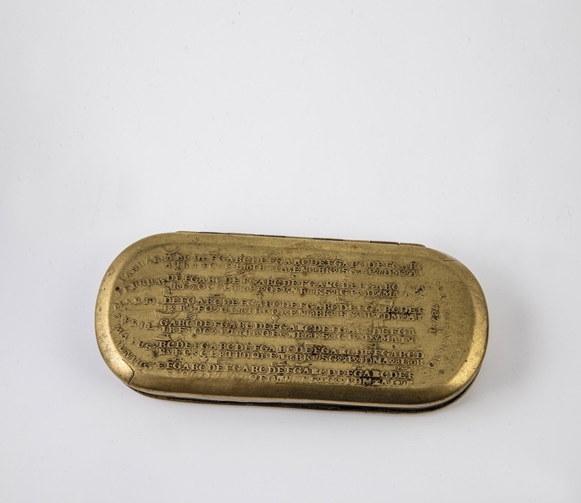 Brass box with eternity calendar